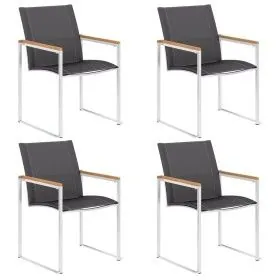 Gartenstühle 4 Einheiten Textilene und grauer Edelstahl von vidaXL, Gartenstühle - Ref: Foro24-46516, Preis: 379,30 €, Rabatt: %