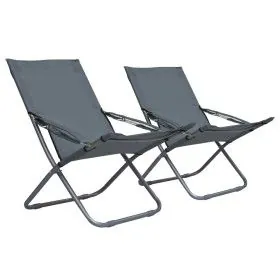 Klappbare Strandkörbe 2 Einheiten aus grauem Stoff von vidaXL, Gartenstühle - Ref: Foro24-47905, Preis: 105,49 €, Rabatt: %