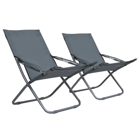 Folding beach chairs 2 units gray fabric by vidaXL, Garden chairs - Ref: Foro24-47905, Price: 105,14 €, Discount: %