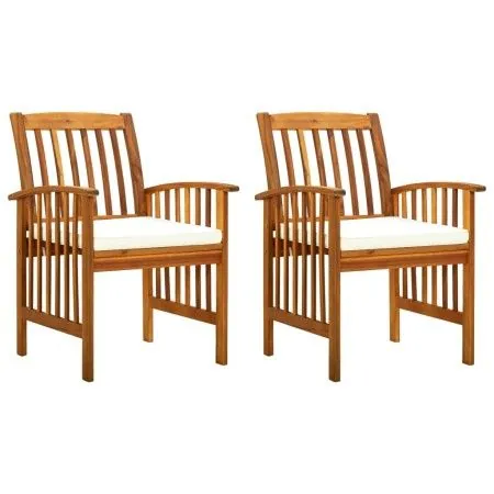 Garten-Esszimmerstühle, 2 Einheiten, mit Kissen aus massivem Akazienholz von vidaXL, Gartenstühle - Ref: Foro24-312128, Preis...