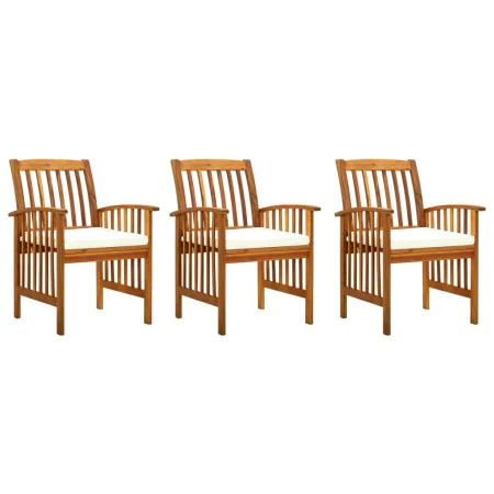 Garden dining chairs 3 units with solid acacia wood cushions by vidaXL, Garden chairs - Ref: Foro24-312129, Price: 262,07 €, ...