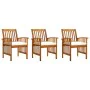 Garden dining chairs 3 units with solid acacia wood cushions by vidaXL, Garden chairs - Ref: Foro24-312129, Price: 262,07 €, ...