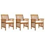 Sillas de comedor jardín 3 uds con cojines madera maciza acacia de vidaXL, Sillas de jardín - Ref: Foro24-312129, Precio: 263...