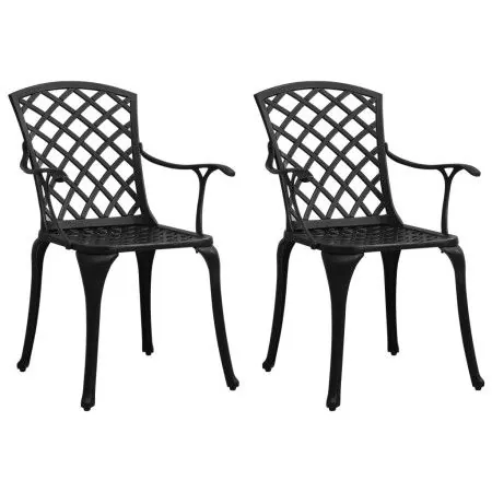 Sillas de jardín 2 unidades aluminio fundido negro de vidaXL, Sillas de jardín - Ref: Foro24-315572, Precio: 261,82 €, Descue...