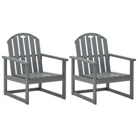 Sillones de jardín 2 unidades madera maciza de acacia gris de vidaXL, Sillas de jardín - Ref: Foro24-312419, Precio: 178,52 €...
