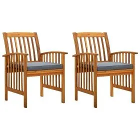 Sillas de comedor jardín 2 uds con cojines madera maciza acacia de vidaXL, Sillas de jardín - Ref: Foro24-312130, Precio: 170...