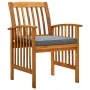 Esstischstühle für den Garten, 3 Stück mit massiven Akazienholz und Kissen. von vidaXL, Gartenstühle - Ref: Foro24-312131, Pr...