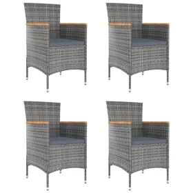 Garten-Esszimmerstühle, 4 Einheiten, graues synthetisches Rattan von vidaXL, Gartenstühle - Ref: Foro24-316696, Preis: 319,09...