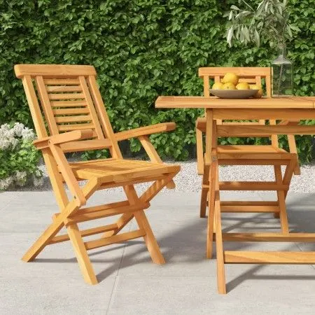 Sillas de jardín plegables 2 uds madera maciza teca 56x63x90 cm de vidaXL, Sillas de jardín - Ref: Foro24-362756, Precio: 187...