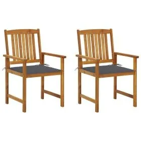 Gartenstühle 2 Einheiten aus massivem Akazienholz und Kissen von vidaXL, Gartenstühle - Ref: Foro24-3061167, Preis: 155,35 €,...