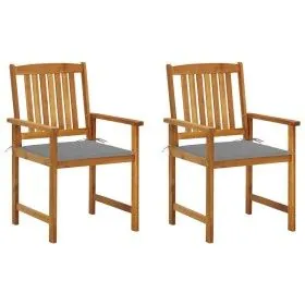 Gartenstühle 2 Einheiten aus massivem Akazienholz und Kissen von vidaXL, Gartenstühle - Ref: Foro24-3061169, Preis: 150,27 €,...