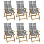Folding garden chairs 6 units and solid acacia wood cushions by vidaXL, Garden chairs - Ref: Foro24-3064133, Price: 470,59 €,...