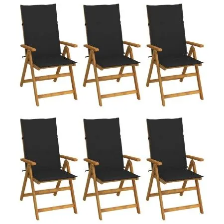 6 Stück klappbare Gartenstühle und Kissen aus massivem Akazienholz von vidaXL, Gartenstühle - Ref: Foro24-3064126, Preis: 472...