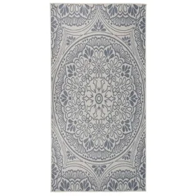 Blau gestreifter flachgewebter Outdoor-Teppich 100x200 cm von vidaXL, Teppiche - Ref: Foro24-340829, Preis: 38,94 €, Rabatt: %