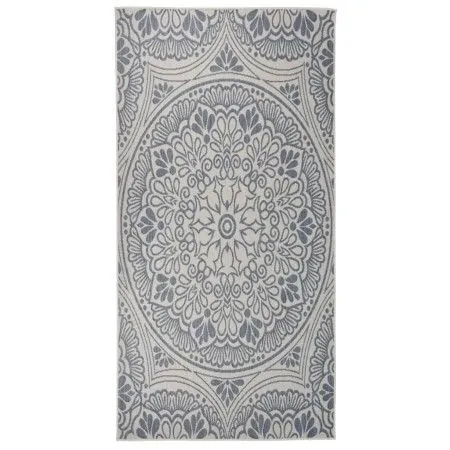 Blau gestreifter flachgewebter Outdoor-Teppich 100x200 cm von vidaXL, Teppiche - Ref: Foro24-340829, Preis: 38,94 €, Rabatt: %