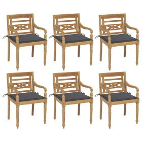 Batavia Stühle 6 Einheiten Massivholz Teak mit Kissen von vidaXL, Gartenstühle - Ref: Foro24-3073322, Preis: 739,29 €, Rabatt: %