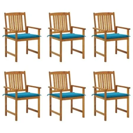 Gartenstühle und Kissen 6 Einheiten aus massivem Akazienholz von vidaXL, Gartenstühle - Ref: Foro24-3078155, Preis: 443,15 €,...