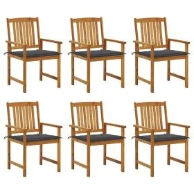 Garden chairs and cushions 6 units solid acacia wood by vidaXL, Garden chairs - Ref: Foro24-3078151, Price: 455,82 €, Discoun...