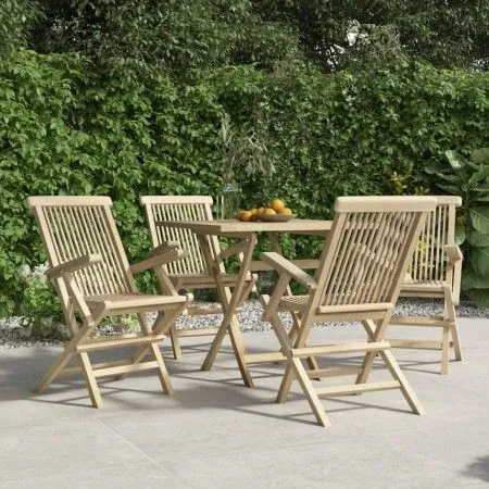 Folding garden chairs 4 pcs solid teak wood 56x61x89 cm by vidaXL, Garden chairs - Ref: Foro24-3155070, Price: 344,05 €, Disc...