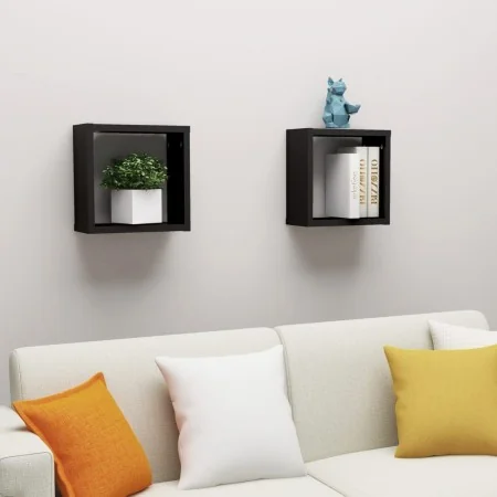 Cube wall shelf 2 pcs black 30x15x30 cm by vidaXL, Shelves and shelves - Ref: Foro24-807001, Price: 24,12 €, Discount: %