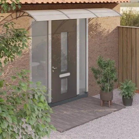 Marquesina de puerta policarbonato gris 300x80 cm de vidaXL, Toldos - Ref: Foro24-153581, Precio: 93,38 €, Descuento: %