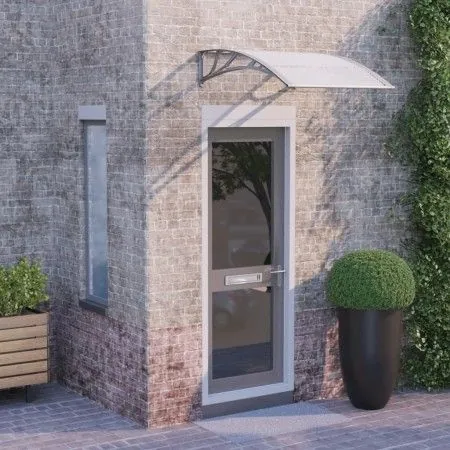 Gray and transparent polycarbonate door canopy 100x80 cm by vidaXL, Awnings - Ref: Foro24-153589, Price: 40,84 €, Discount: %