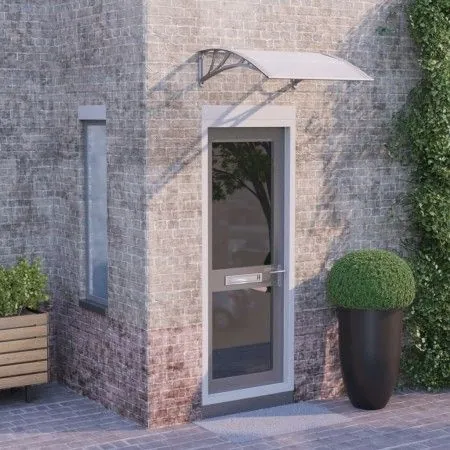 Gray and transparent polycarbonate door canopy 80x75 cm by vidaXL, Awnings - Ref: Foro24-153586, Price: 40,47 €, Discount: %