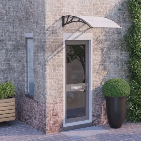 Black and transparent polycarbonate door canopy 100x80 cm by vidaXL, Awnings - Ref: Foro24-153588, Price: 39,47 €, Discount: %