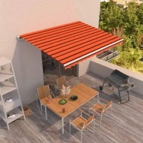 Orange and brown manual retractable awning 450x350 cm by vidaXL, Awnings - Ref: Foro24-3069000, Price: 388,23 €, Discount: %