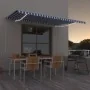 Automatic awning LED wind sensor blue and white 500x350 cm by vidaXL, Awnings - Ref: Foro24-3069031, Price: 699,11 €, Discoun...