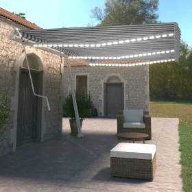 Toldo automático LED sensor de viento azul y blanco 600x350 cm de vidaXL, Toldos - Ref: Foro24-3069691, Precio: 920,13 €, Des...