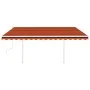Manual retractable awning with orange and brown poles 4.5x3.5 m by vidaXL, Awnings - Ref: Foro24-3070040, Price: 487,74 €, Di...