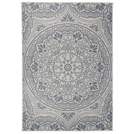 Blau gestreifter Flachgewebe-Außenteppich 140x200 cm von vidaXL, Teppiche - Ref: Foro24-340831, Preis: 48,15 €, Rabatt: %