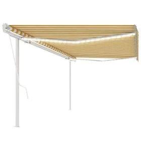 Automatic awning with wind sensor LED yellow and white 5x3.5 m by vidaXL, Awnings - Ref: Foro24-3070073, Price: 785,11 €, Dis...
