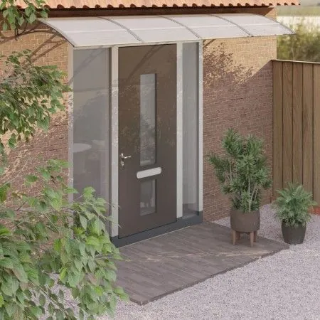 Gray and transparent polycarbonate door canopy 350x75 cm by vidaXL, Awnings - Ref: Foro24-153592, Price: 89,31 €, Discount: %