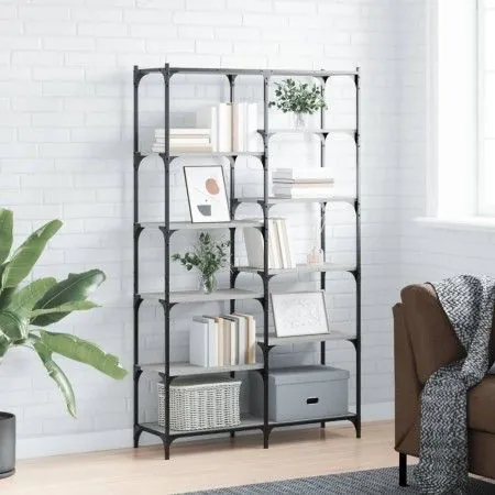 Sonoma gray engineered iron and wood shelving 100x32x170 cm by vidaXL, Bookcases and shelves - Ref: Foro24-832791, Price: 99,...