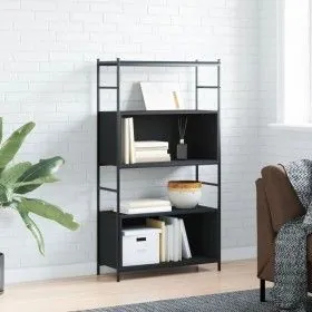 Black engineered iron and wood shelf 80x30x145.5 cm by vidaXL, Bookcases and shelves - Ref: Foro24-832798, Price: 68,67 €, Di...