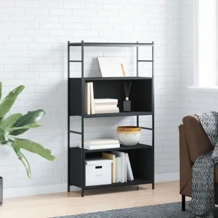Black engineered iron and wood shelf 80x30x145.5 cm by vidaXL, Bookcases and shelves - Ref: Foro24-832798, Price: 68,67 €, Di...