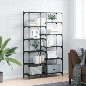 Schwarzes Regal aus Eisen und Holz, 100 x 32 x 170 cm von vidaXL, Bücherregale und Regale - Ref: Foro24-832788, Preis: 103,41...