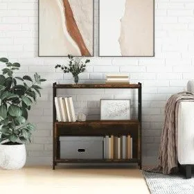 Engineered wood iron shelf smoked oak 80x30x78.5 cm by vidaXL, Bookcases and shelves - Ref: Foro24-832795, Price: 41,73 €, Di...