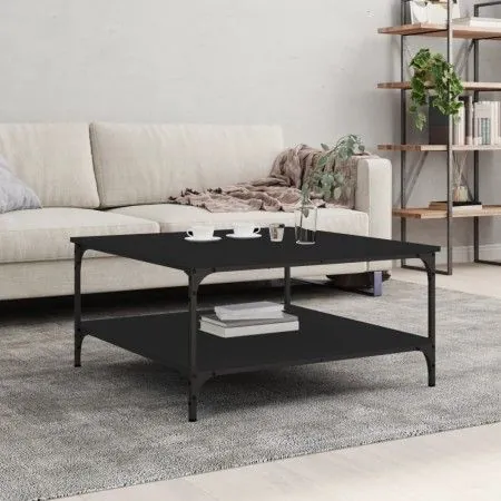 Schwarzer Ingenieurholz-Couchtisch 80x80x40 cm von vidaXL, Couchtisch - Ref: Foro24-832838, Preis: 56,10 €, Rabatt: %