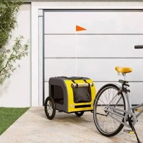 Pet Bicycle Trailer Iron Oxford Cloth Yellow Gray by vidaXL, pet strollers - Ref: Foro24-93833, Price: 98,48 €, Discount: %