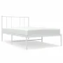 Estructura de cama de metal con cabecero blanco 100x200 cm de vidaXL, Camas y somieres - Ref: Foro24-352524, Precio: 62,12 €,...