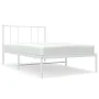 Metal bed frame with white headboard 100x200 cm by vidaXL, Beds and slatted bases - Ref: Foro24-352524, Price: 62,12 €, Disco...