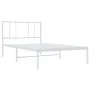 Metal bed frame with white headboard 100x200 cm by vidaXL, Beds and slatted bases - Ref: Foro24-352524, Price: 62,12 €, Disco...