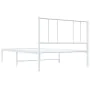 Metal bed frame with white headboard 100x200 cm by vidaXL, Beds and slatted bases - Ref: Foro24-352524, Price: 62,12 €, Disco...