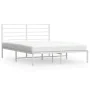 Metal bed frame with white headboard 150x200 cm by vidaXL, Beds and slatted bases - Ref: Foro24-352370, Price: 103,09 €, Disc...