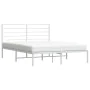 Metal bed frame with white headboard 150x200 cm by vidaXL, Beds and slatted bases - Ref: Foro24-352370, Price: 103,09 €, Disc...
