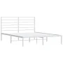 Bettgestell aus Metall mit weißem Kopfteil 150x200 cm von vidaXL, Betten und Lattenroste - Ref: Foro24-352370, Preis: 103,01 ...