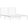 Metal bed frame with white headboard 150x200 cm by vidaXL, Beds and slatted bases - Ref: Foro24-352370, Price: 103,09 €, Disc...